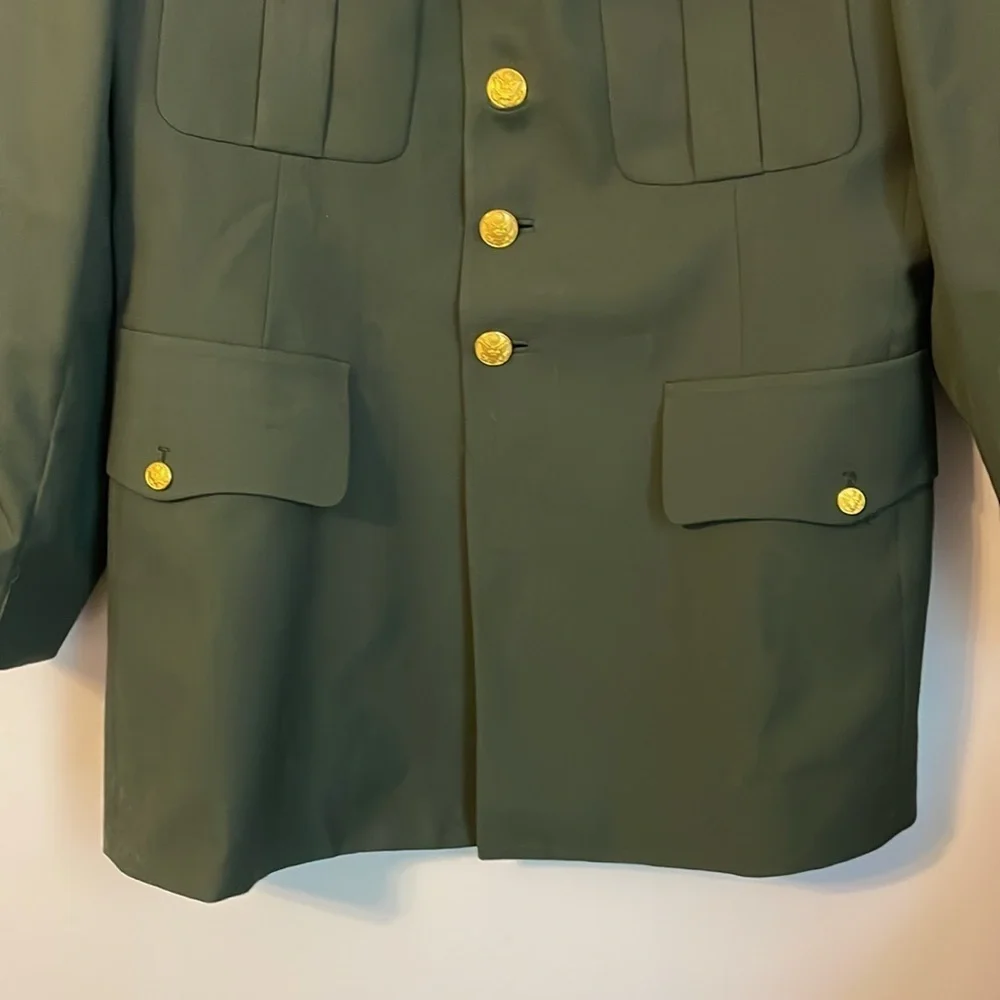 U.S Army Uniform Jacket De Rossi & Son Dress Army Green Coat Men's 43L Wool Poly
